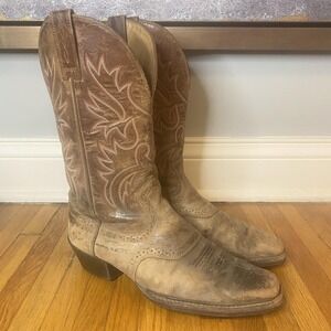 Ariat Boots Mens Size 10D Brown Leather Western Cowboy Square Toe 10002299